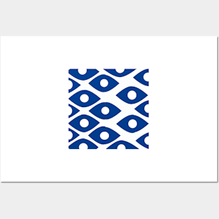 Blue and White Fish Eye Pattern Posters and Art